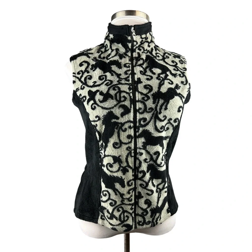 Kerrits Horse Print Equestrian Full Zip Fleece Vest Women's Size Large H14693 - Picture 15 of 16